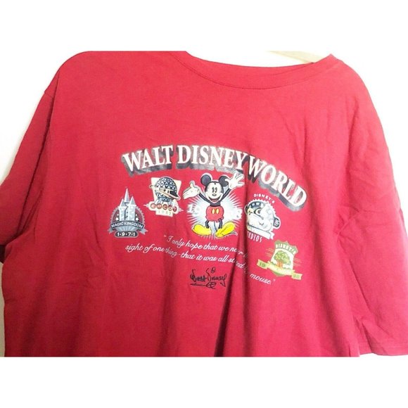 Walt Disney World Cotton Mickey Mouse Red Tee XXL - Picture 2 of 4